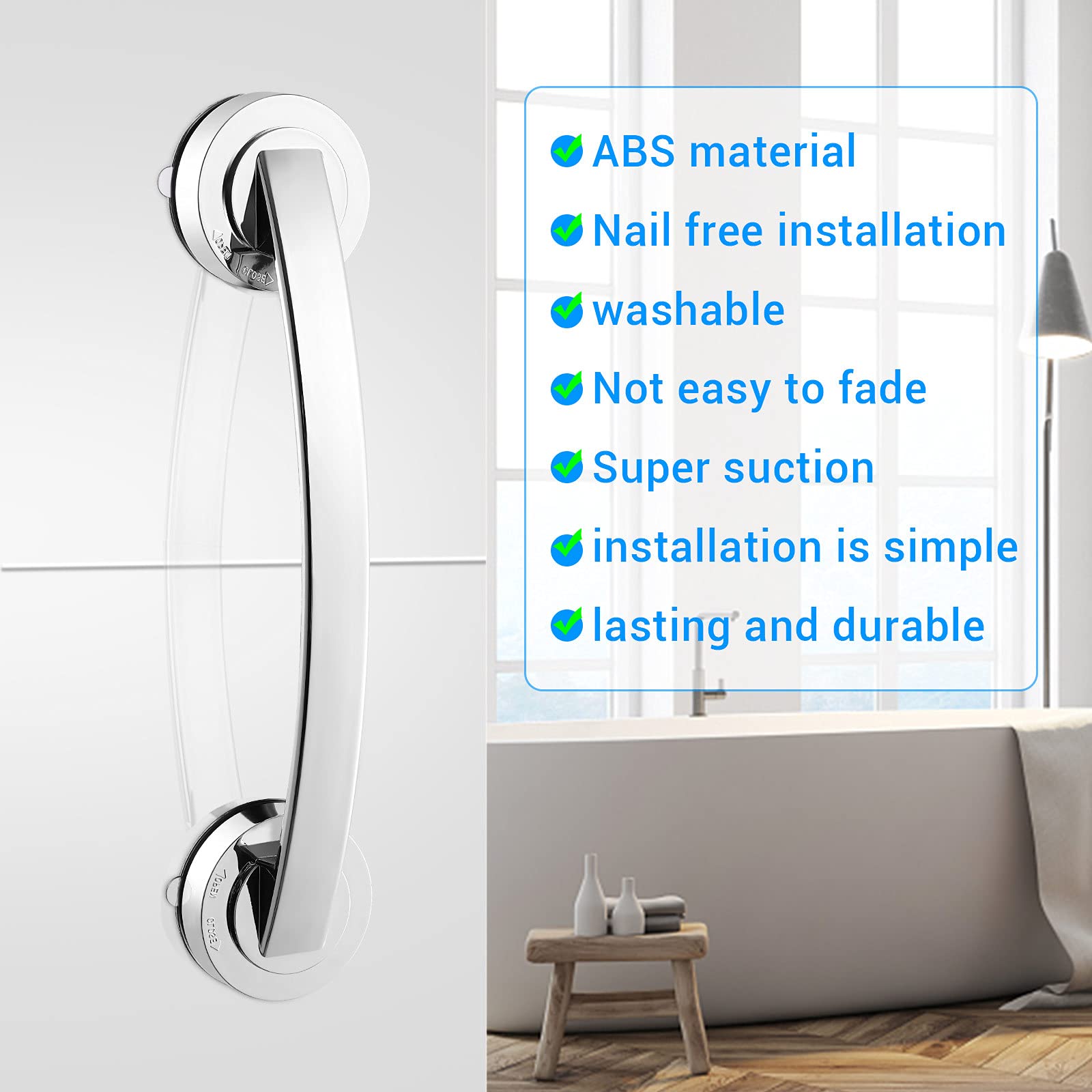 DOITOOL Maniglione Bagno a Ventosa Argento Sicurezza