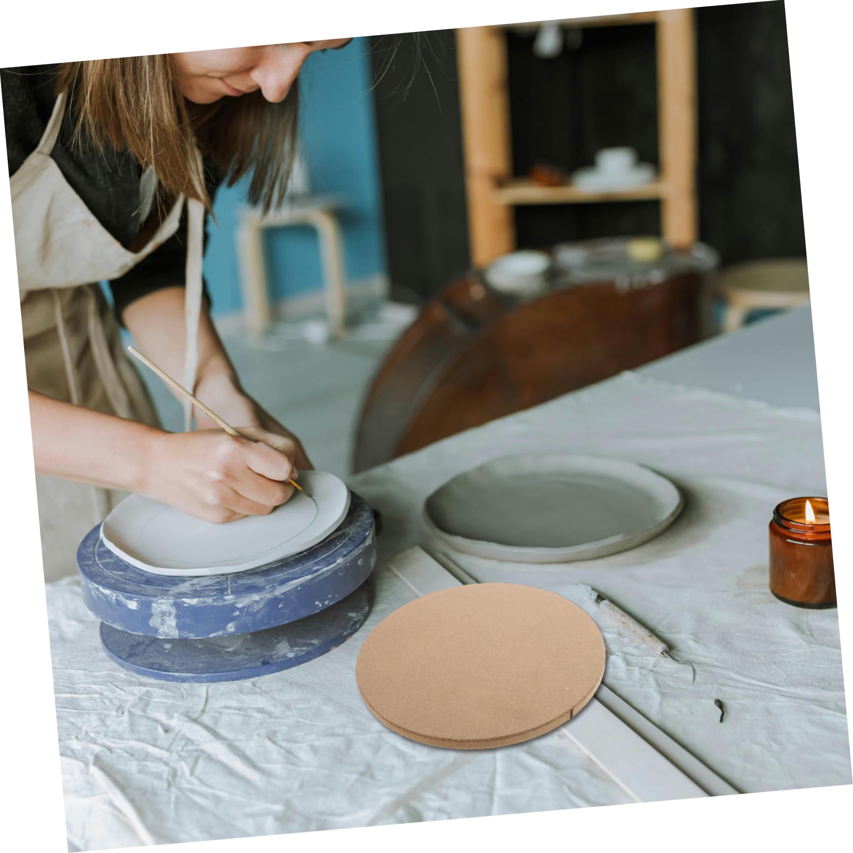 DOITOOL Base Tornio Ceramica Legno Tavola Rotonda
