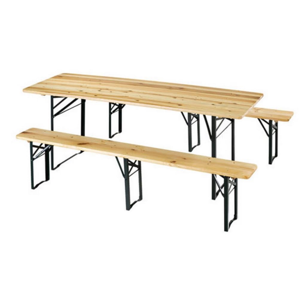 GrecoShop Set Birreria 220x70x76 Tavolo con Panche Legno 10 Posti