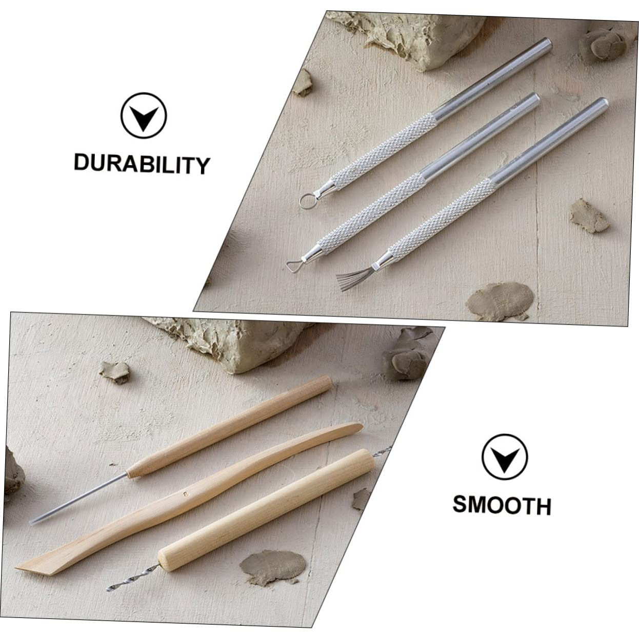 DOITOOL Set Attrezzi Argilla Ceramica 7 Pezzi Legno e Acciaio