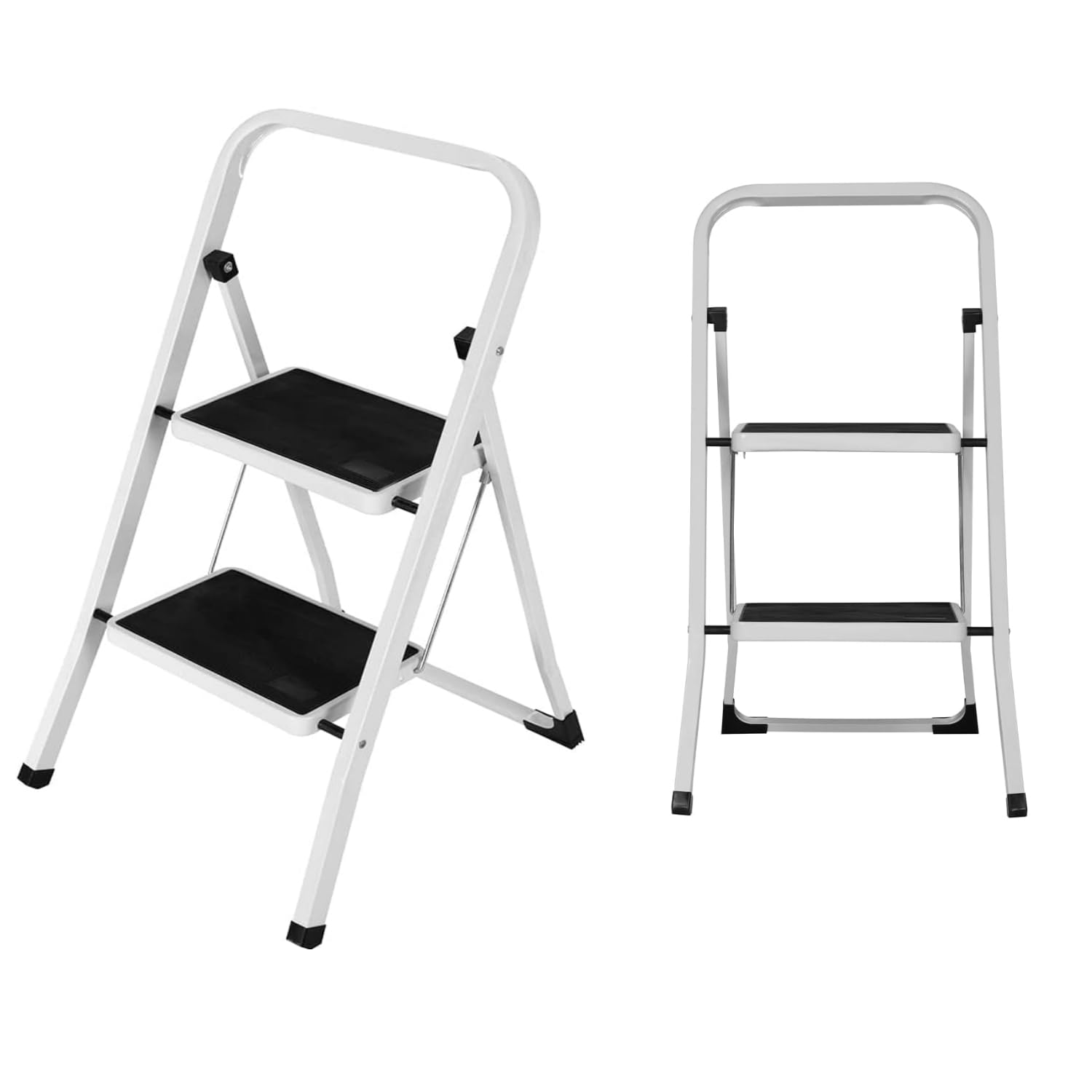 GrecoShop scaletta pieghevole 2 gradini antiscivolo 150 kg