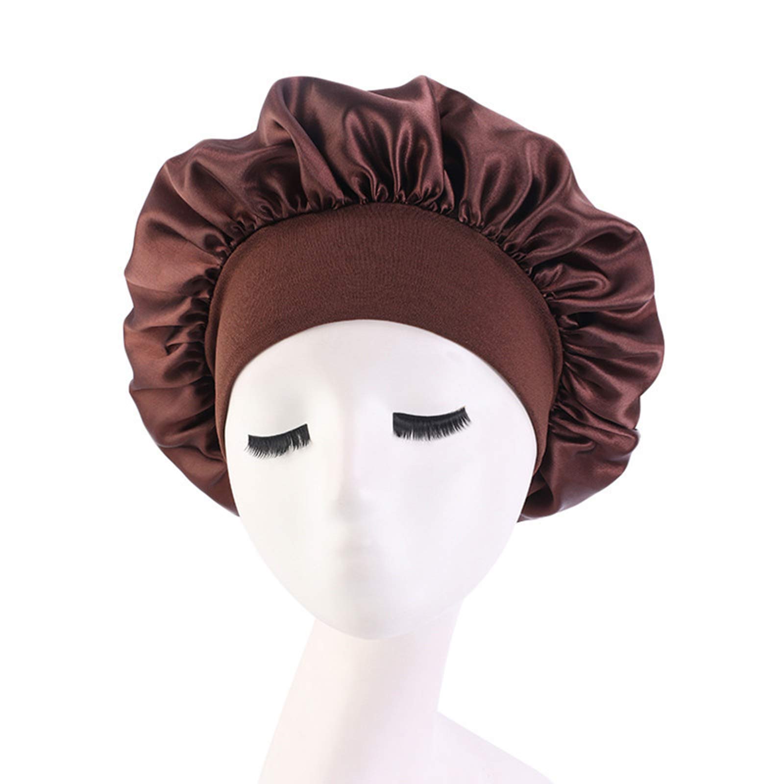 Saluaqui cuffia notte satin capelli ricci nera fascia larga
