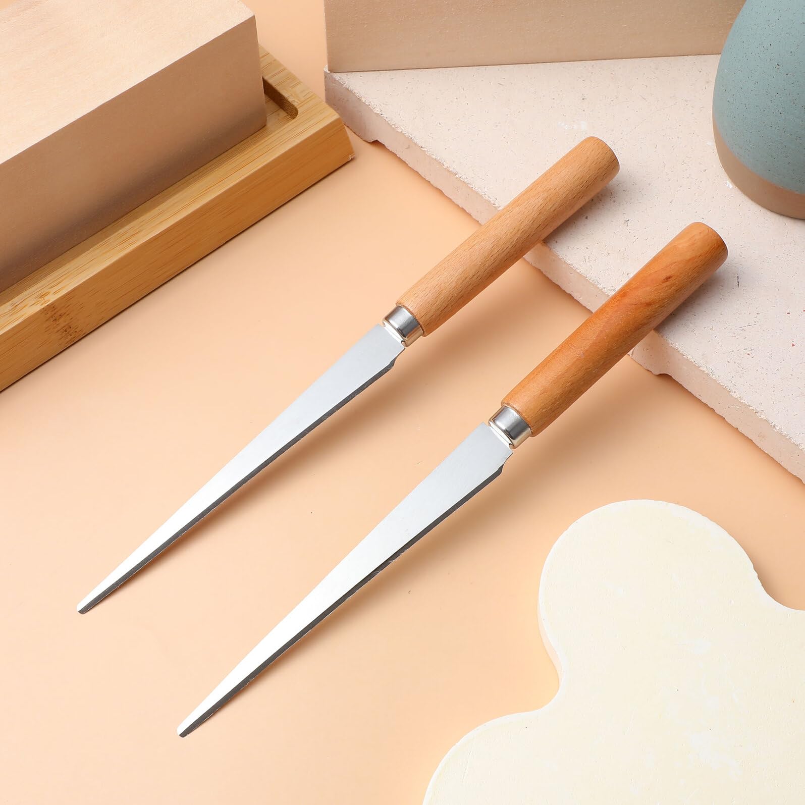 DOITOOL Coltello Ceramica Acciaio Legno 2 Pezzi