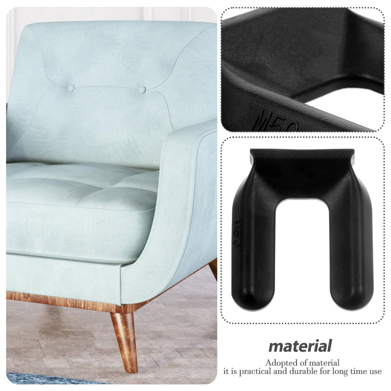 DOITOOL Fermaruote Sedia Antiscivolo Neri 4 Pezzi Plastica