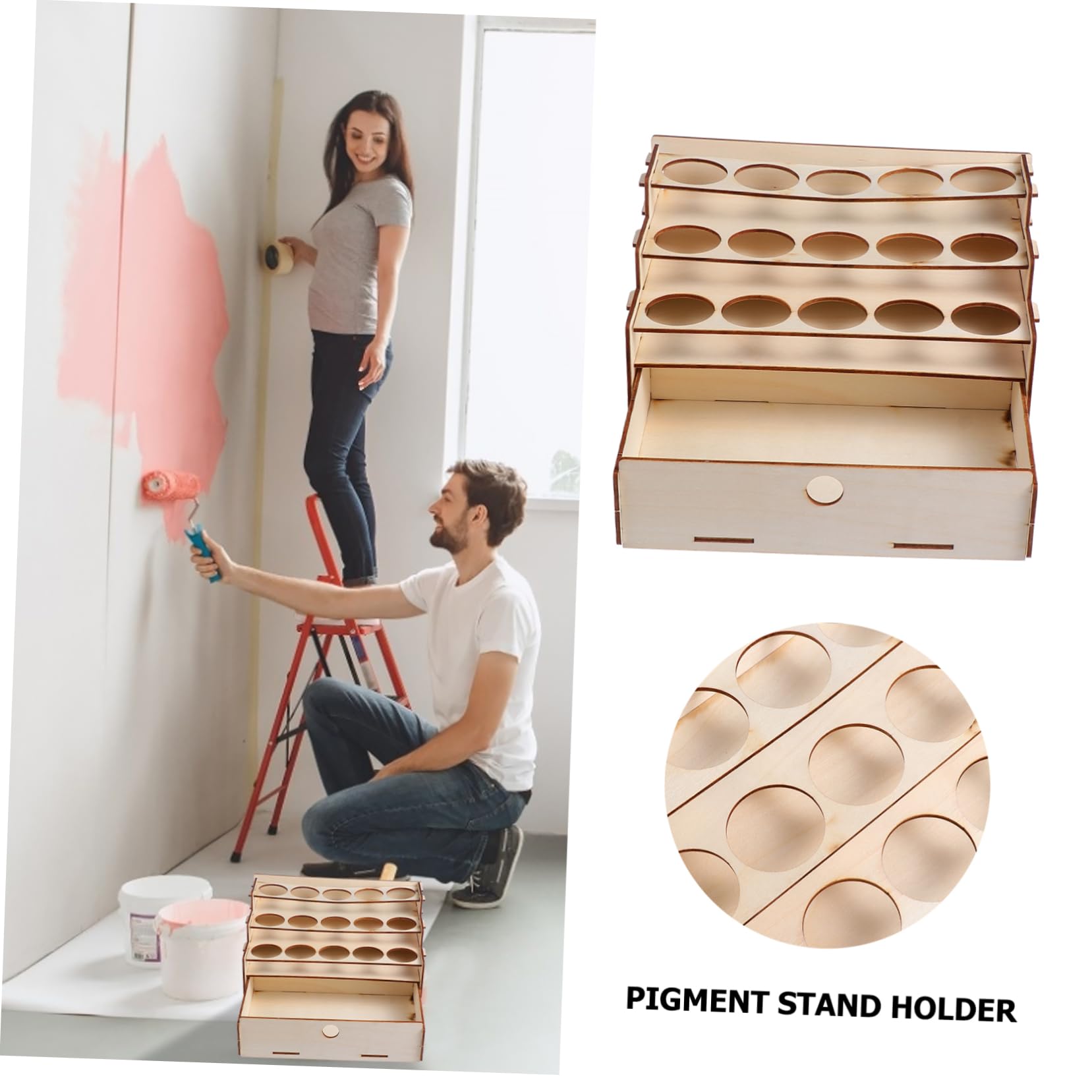 DOITOOL Organizer Legno Tubetti Vernice 22x14x12 per 15 Colori