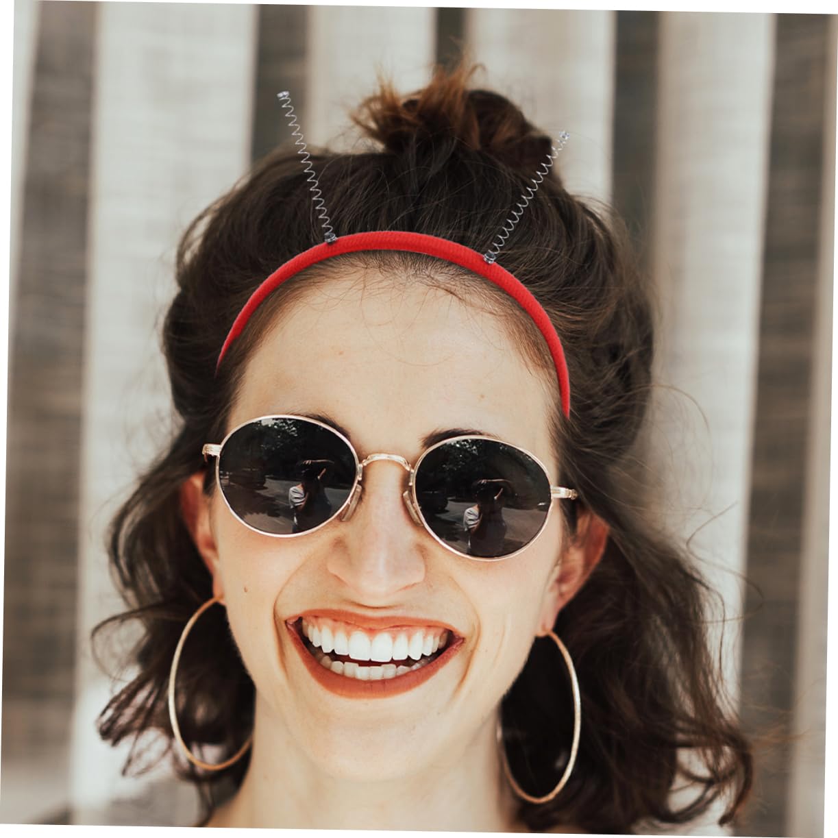 DOITOOL Fasce Capelli con Antenna 12 Pezzi Rosse Carnevale