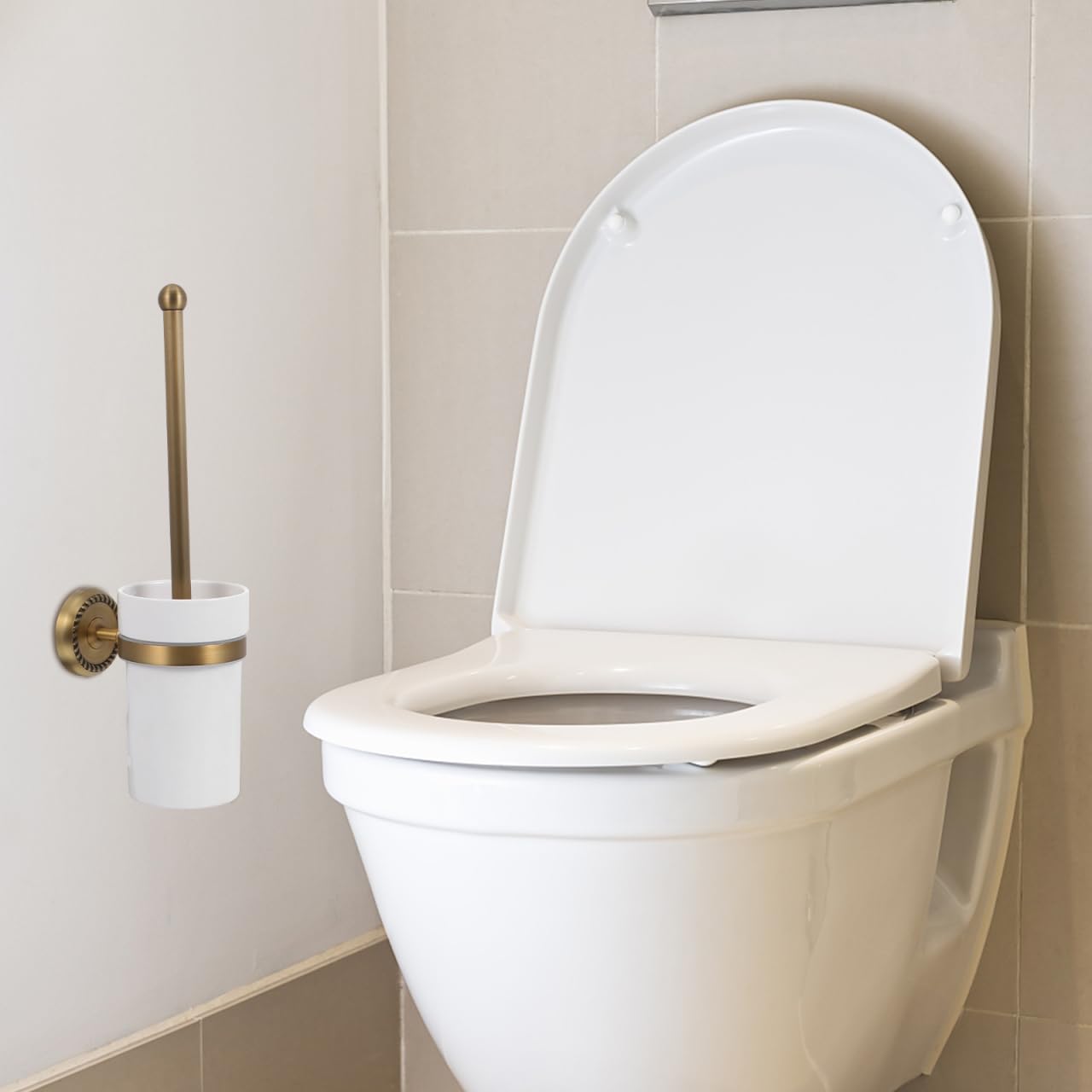 Doitool F6706 Porta Scopino WC Ottone Anticato Ceramica