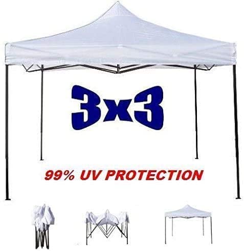 GrecoShop gazebo pieghevole 3x3 m bianco impermeabile fisarmonica