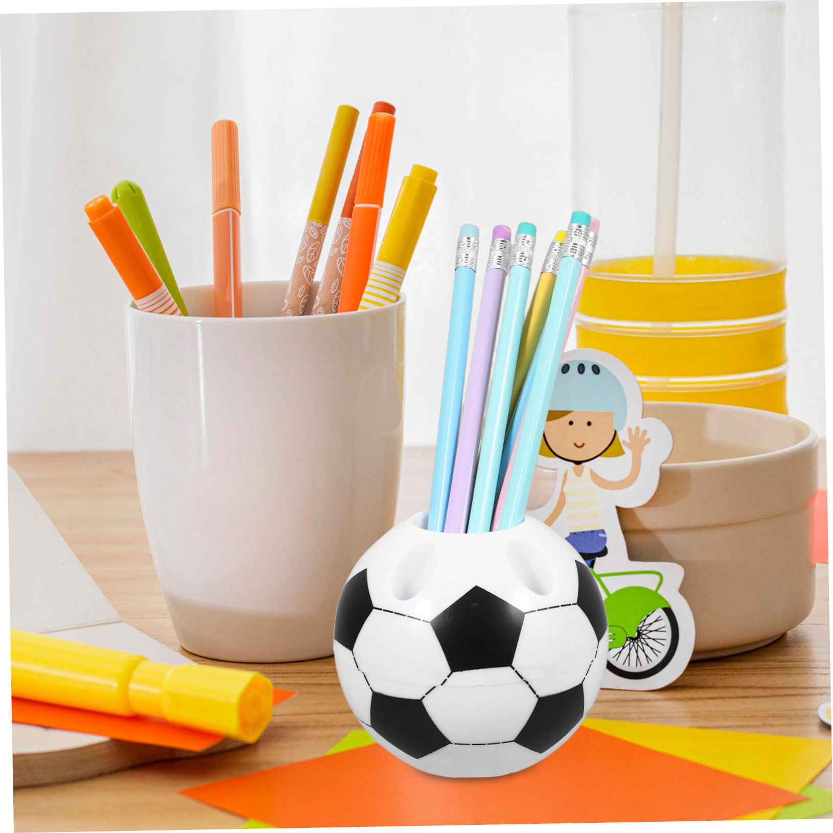 DOITOOL Portapenne Calcio Plastica Rotondo 2pz 9x8 cm