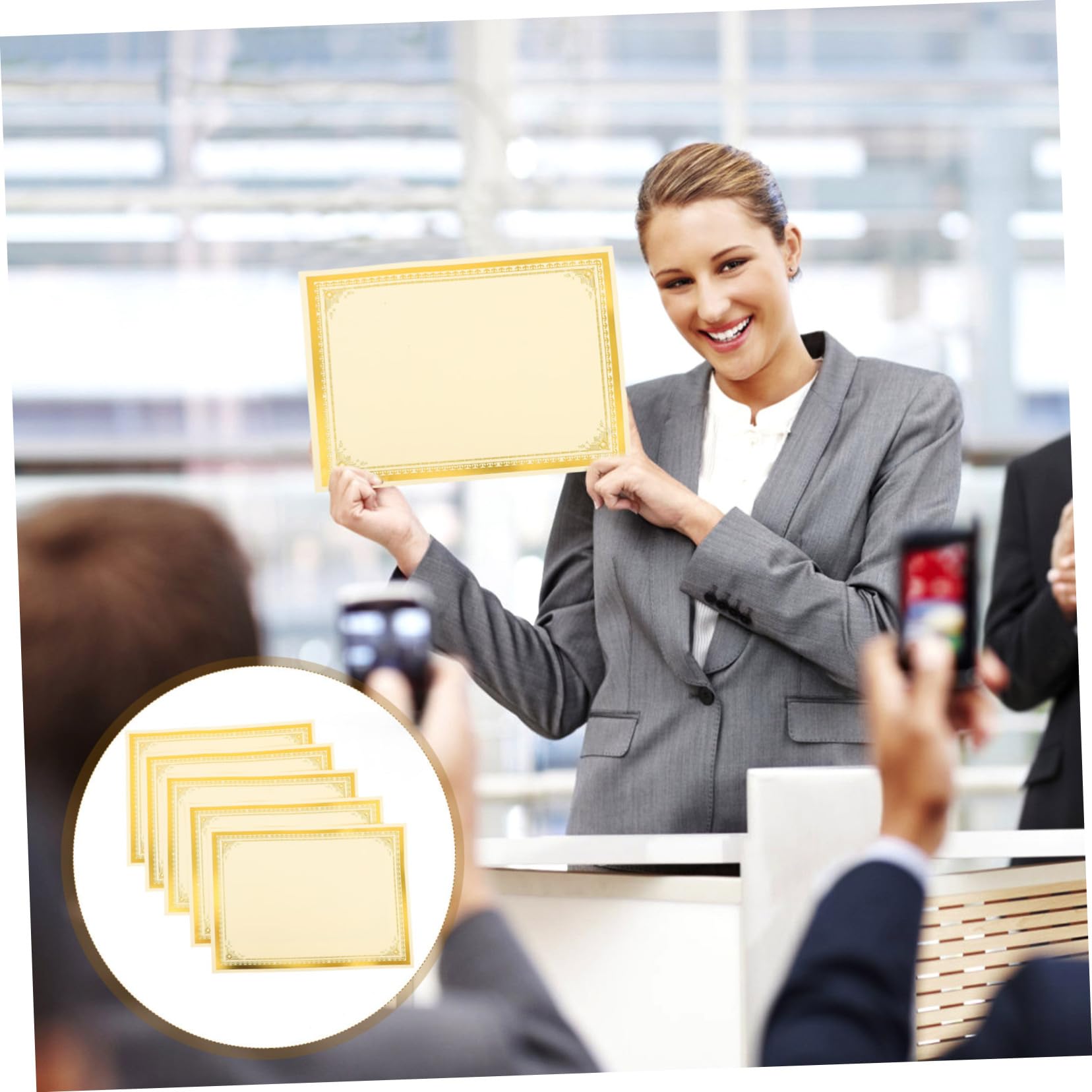 DOITOOL carta certificati bianca bordo oro 10 pz