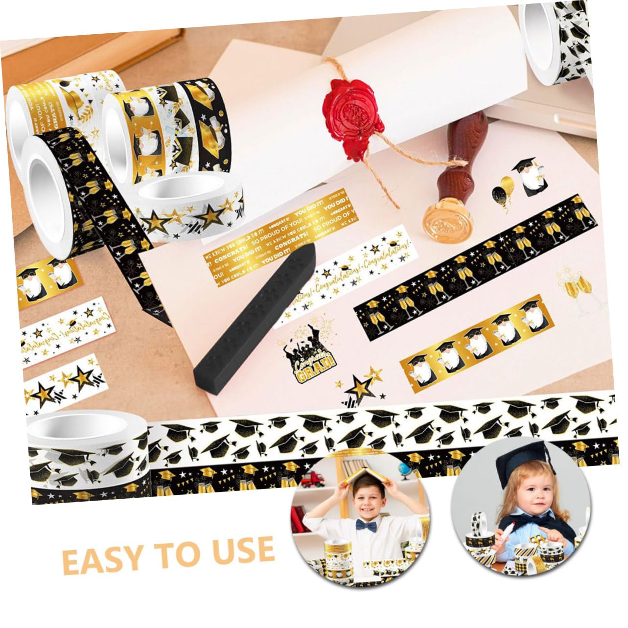 DOITOOL 12 rotoli nastro washi decorativo laurea scrapbooking
