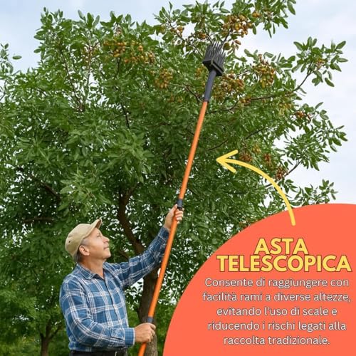 GrecoShop Scuotiolive elettrico 12V 400W telescopico 3m cavo 12m