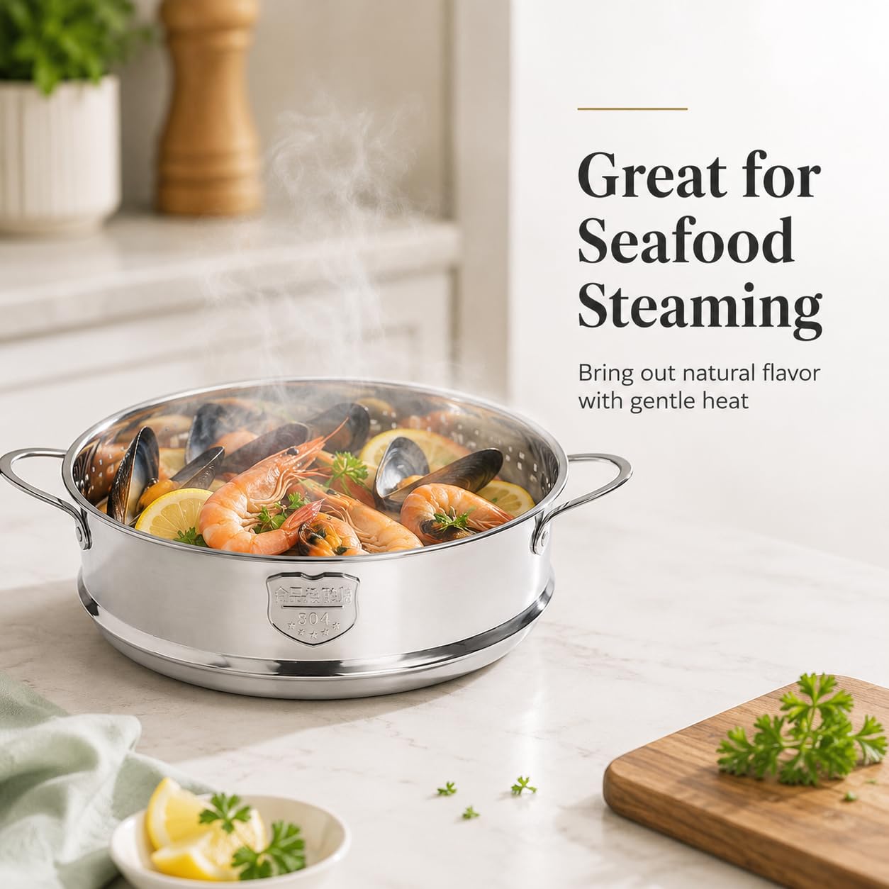 DOITOOL Vaporiera Acciaio Inox 18 cm per Gnocchi e Verdure