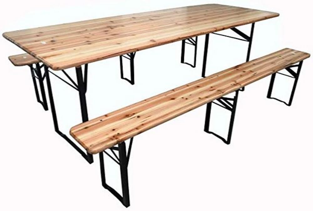 GrecoShop Set Birreria 220x70x76 Tavolo con Panche Legno 10 Posti